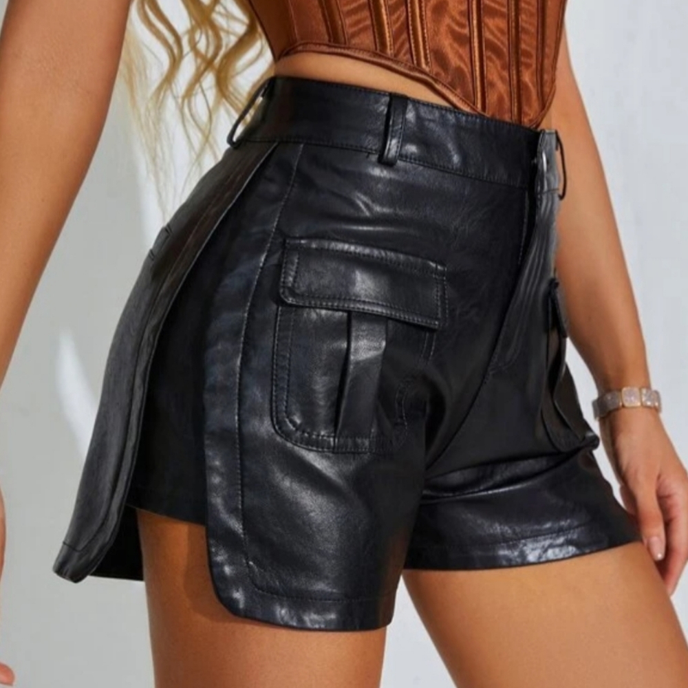 "New" Womens Pu Leather Shorts